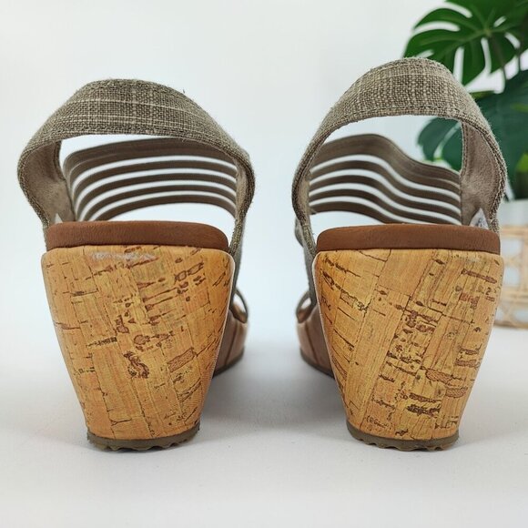 Skechers Women's Brie Luxe Taupe Synthetic Wedge Sandals Size 10 - Picture 3 of 9